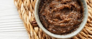 Handmade coffee scrub, a natural exfoliant for rejuvenating and smoothing the skin